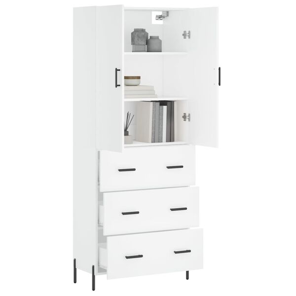 vidaXL Highboard hvit 69,5x34x180 cm konstruert tre