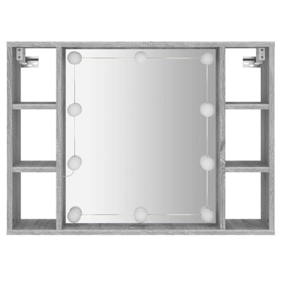 vidaXL Speilskap med LED grå sonoma 76x15x55 cm