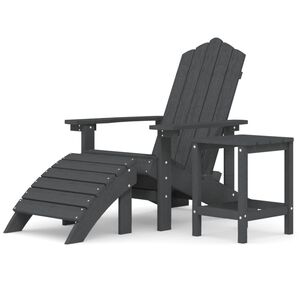 vidaXL Adirondack hagestol med fotst&oslash;tte og bord HDPE antrasitt