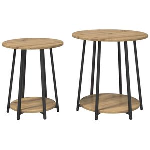 vidaXL Sidebordssett 2 stk. Artisan Eik og Svart 50 x 50 x 51 cm