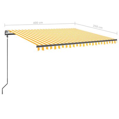 vidaXL Automatisk uttrekkbar markise med stolper 4x3,5 m gul og hvit