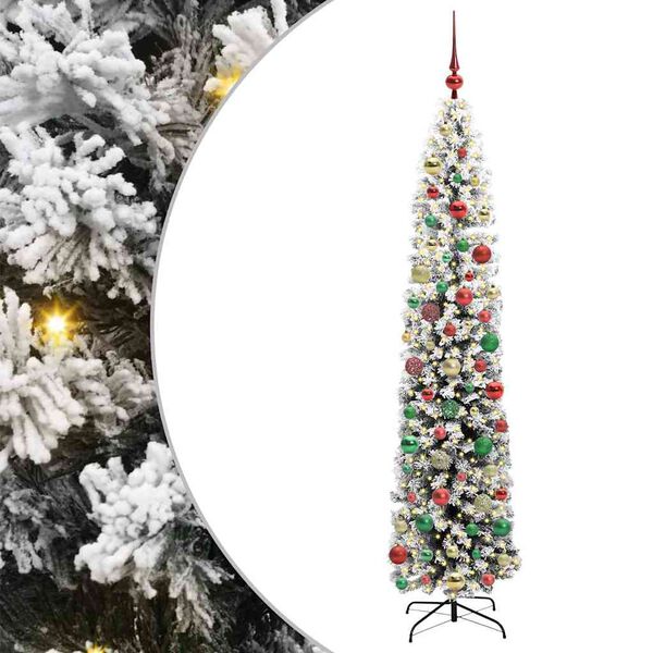 vidaXL Kunstig juletre med 300 LED grønn 210 cm PVC og stål og plast