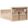 vidaXL Seng med bokhylle uten madrass 150x200 cm heltre furu