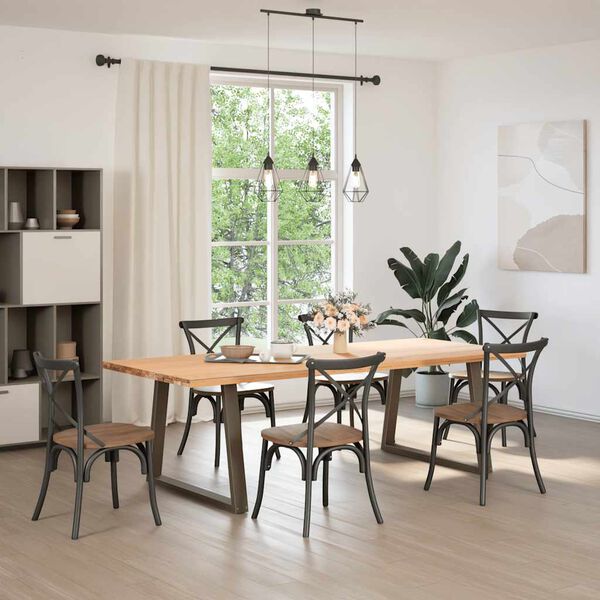 vidaXL Spisebordben V-formet 2 stk naturst&aring;l 100x(72-73,3) cm st&aring;l