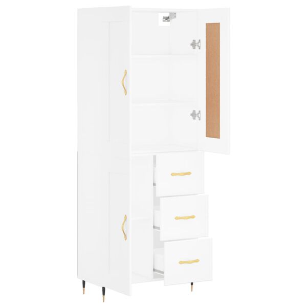 vidaXL Highboard hvit 69,5x34x180 cm konstruert tre