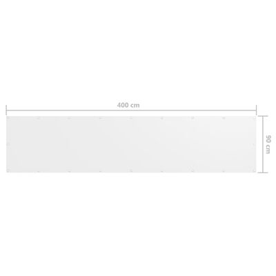 vidaXL Balkongskjerm hvit 90x400 cm oxfordstoff