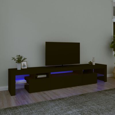 vidaXL TV-benk med LED-lys svart 215x36,5x40 cm