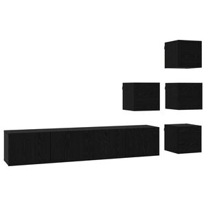 vidaXL TV-benksett 6 pcs 80 x 30 x 30 cm Svart eik Konstruert tre