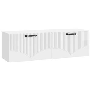 vidaXL Vegghengt TV skap H&oslash;gglans hvit 98 x 31 x 30 cm Konstruert tre