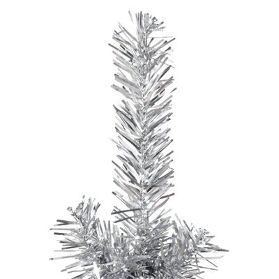 vidaXL Kunstig halvt juletre med stativ tynt sølv 180 cm