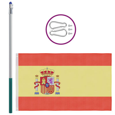 vidaXL Spansk flagg og stang aluminium 6 m