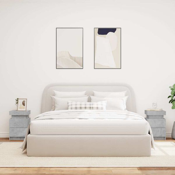 vidaXL Nattbord med LED 2 stk betonggr&aring; 35x39x55 cm