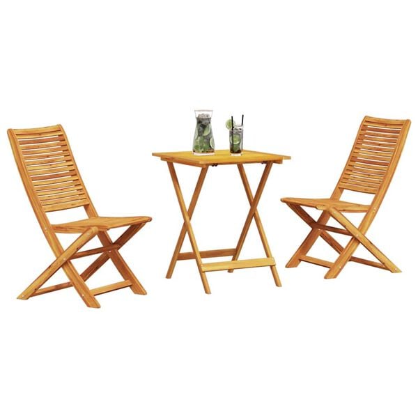 vidaXL Sammenleggbart Bistrosett 3 pcs Brun Solid akasietre