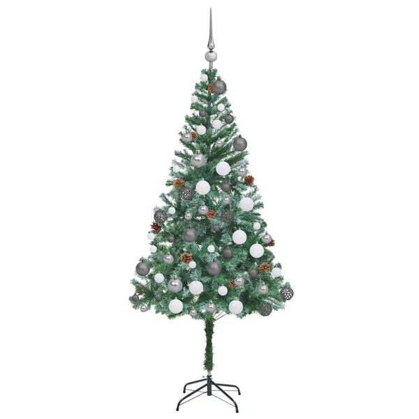 vidaXL Kunstig juletre med 300 LED med stativ gr&oslash;nn 180 cm PVC og st&aring;l
