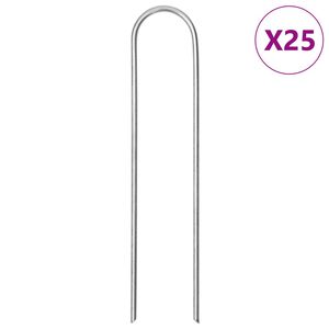 vidaXL Jordplugger U-formet 25 stk 15x3,5 cm galvanisert st&aring;l