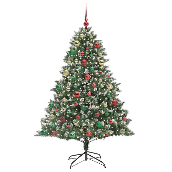 vidaXL Kunstig juletre med 300 LED gr&oslash;nn 180 cm PVC og plast og st&aring;l