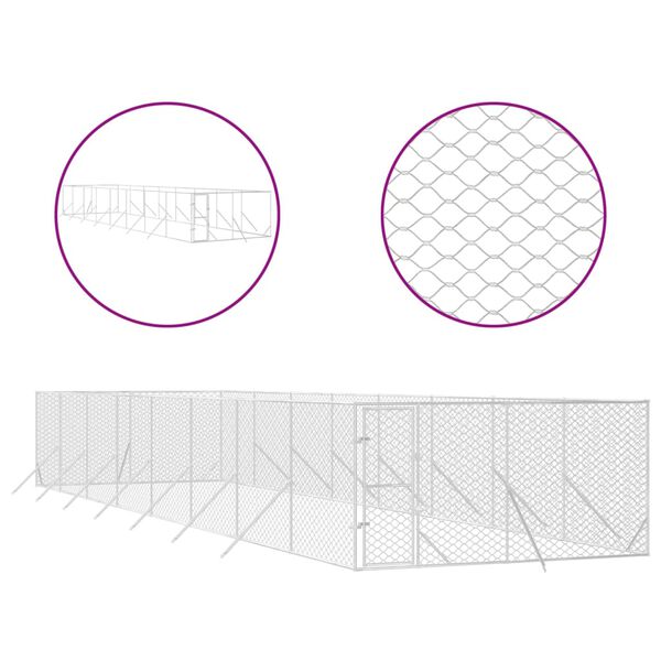 vidaXL Utend&oslash;rs hundekennel s&oslash;lv 4x16x2 m galvanisert st&aring;l