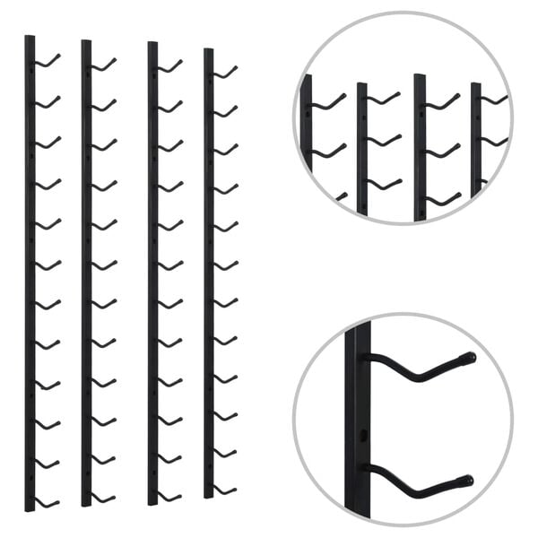 vidaXL Veggmontert vinstativ for 12 flasker 2 stk svart jern