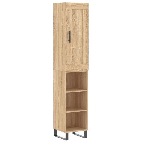 vidaXL Highboard sonoma eik 34,5x34x180 cm konstruert tre