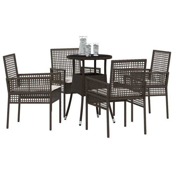 vidaXL Hage Spisegruppe 5 pcs Brun Poly rattan