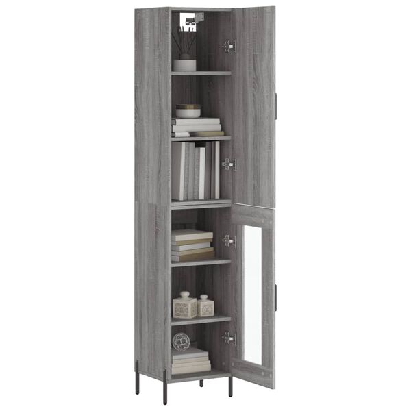 vidaXL Highboard gr&aring; sonoma 34,5x34x180 cm konstruert tre