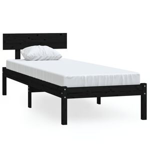 vidaXL Sengeramme svart heltre 75x190 cm Small Single