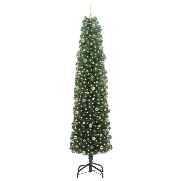 vidaXL Kunstig juletre med 300 LED gr&oslash;nn 240 cm PVC og st&aring;l og plast