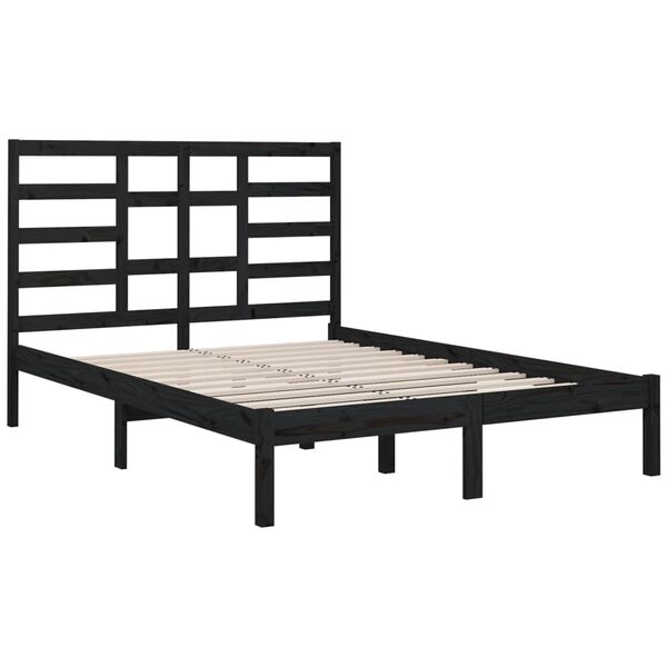 vidaXL Sengeramme svart heltre 140x190 cm