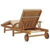 vidaXL Solstol med pute Beige 200 x 67 x 84cm Massivt akasietre