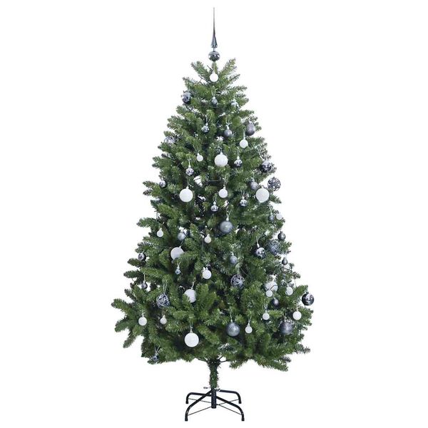 vidaXL Kunstig hengslet juletre med 300 LED og kulesett 270 cm
