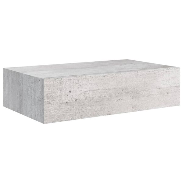 vidaXL Veggmonterte skuffehyller 2 stk betonggrå 40x23,5x10 cm MDF