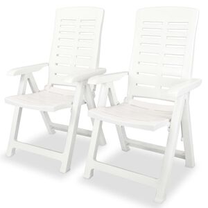 vidaXL Klappstoler med justerbar rygg, 2 stk., plast, hvit
