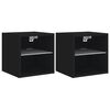 vidaXL Vegghengt TV-benk med LED 2 stk svart 30x28,5x30 cm