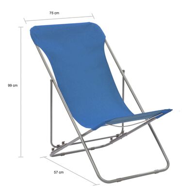 vidaXL Sammenleggbare strandstoler 2 stk stål og oxfordstoff blå