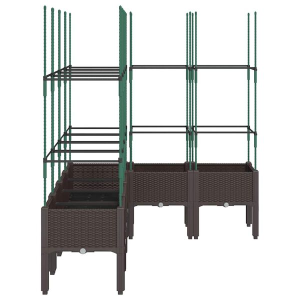 vidaXL Plantekasse med espalier brun 160x120x142,5 cm PP