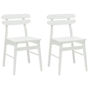 vidaXL Spisestuestol 2 stk. Solid Gummitre Hvit 43.5 x 44.5 x 77.5 cm