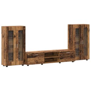 vidaXL TV-benksett med skuff FLORIN 3 pcs Gammelt tre Konstruert tre