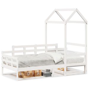 vidaXL Dagseng med tak hvit 80x200 cm heltre furu