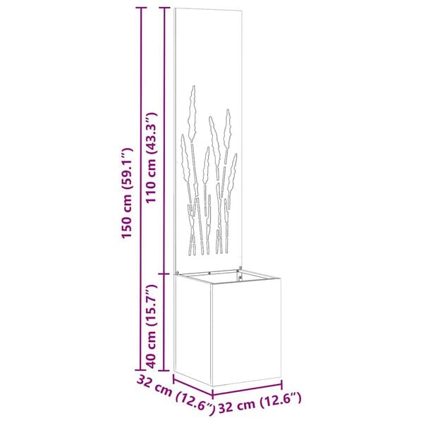 vidaXL Hageprivat skjerm Fretwork Rusten 32 x 140 cm Cortenst&aring;l