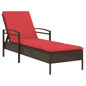 vidaXL Solseng med pute brun 63x200x81 cm polyrotting (kun USA)