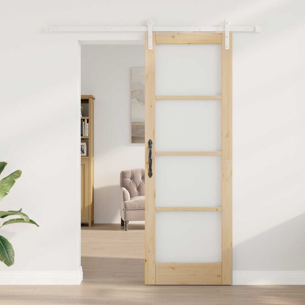 vidaXL Skyvedør ORKDAL Naturlig 73,5 x 211 cm Massivt furutre og glass
