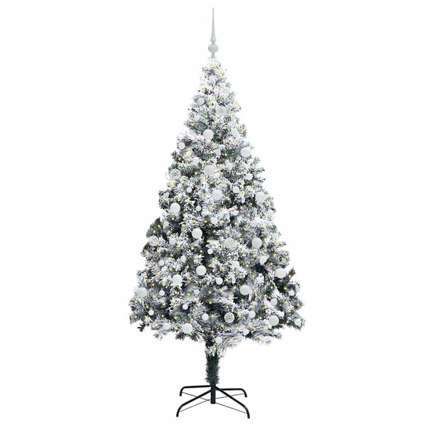 vidaXL Kunstig juletre med 300 LED grønn 210 cm PVC og Stål og Plast
