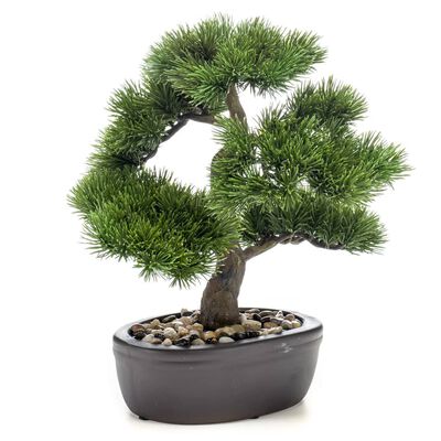 Emerald Kunstig Pinus Bonsai på brun plate 32 cm
