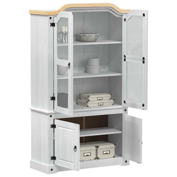 vidaXL Visningsskap Hvit 103.5 x 42 x 180 cm Massiv furu