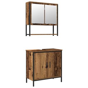 vidaXL Baderomsinnredningssett med hylle 2 pcs Brun Konstruert tre