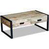 vidaXL Kaffebord med 2 Skuffer Solid Mangotre 100x60x40 cm