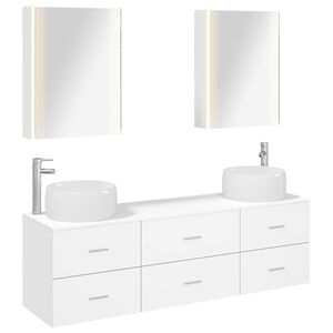 vidaXL Baderomsinnredningssett 5 pcs Hvit Konstruert tre og glass