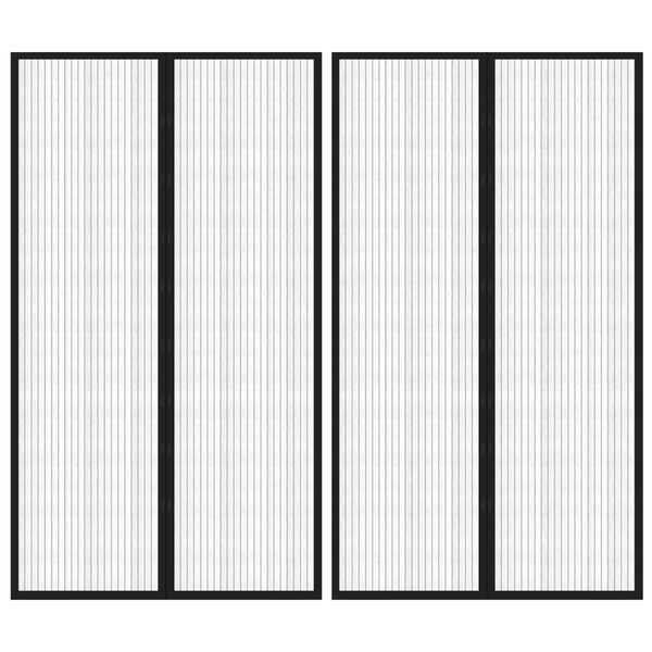 vidaXL Insektsgardiner for dør 2 stk med magnetblokker svart 200x80 cm