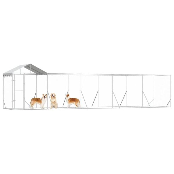 vidaXL Utend&oslash;rs hundekennel s&oslash;lv 10x2x2,5 m galvanisert st&aring;l