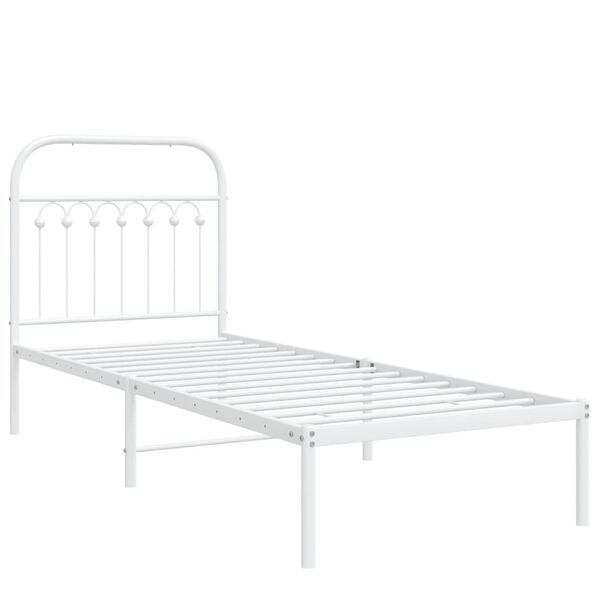 vidaXL Sengeramme i metall uten madrass med hodegavl hvit 75x190 cm